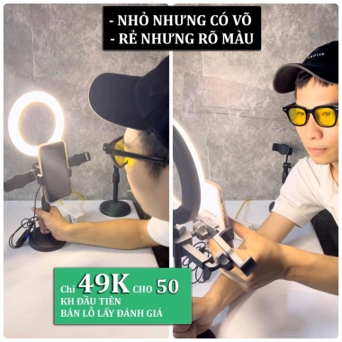 Đèn livestream để bàn 3 kẹp giá rẻ DC4.761 - Đèn quay video chụp ảnh kèm đỡ điện thoại 2
