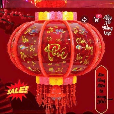 Đèn Lồng Điện 3D Kim Cương Xoay 360°, Treo Trang Trí Tết, LED Nhấp Nháy Chữ Việt - 299k 3