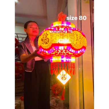 Đèn lồng điện tự xoay VIP PRO LED lấp lánh viền vàng, cầu meka đúc, size 60-100, giá ưu đãi 529k