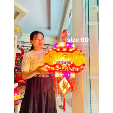 Đèn lồng điện tự xoay VIP PRO LED lấp lánh viền vàng, cầu meka đúc, size 60-100, giá ưu đãi 529k