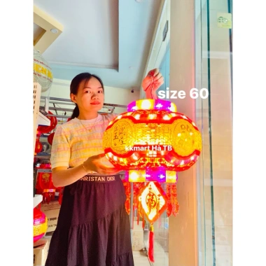 Đèn lồng điện tự xoay VIP PRO LED lấp lánh viền vàng, cầu meka đúc, size 60-100, giá ưu đãi 529k