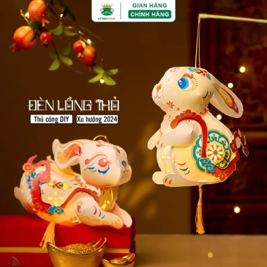 Đèn Lồng Trung Thu 2.025 Thỏ Trắng DIY Handmade - Trang Trí Lễ Hội, Quà Tặng 49k