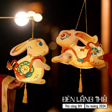 Đèn Lồng Trung Thu 2.025 Thỏ Trắng DIY Handmade - Trang Trí Lễ Hội, Quà Tặng 49k