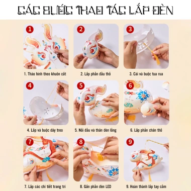Đèn Lồng Trung Thu 2.025 Thỏ Trắng DIY Handmade - Trang Trí Lễ Hội, Quà Tặng 49k