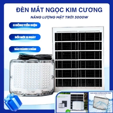 Đèn Mắt Ngọc Kim Cương Năng Lượng Mặt Trời 3.000W Pin MoNo Chip LED 5.450 IP69 Siêu Bền 799k