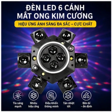 Đèn moving 6 cánh mắt ong xoay 360 độ, từ xa bắt nhạc - 1.594.000 VND cho sân khấu 2