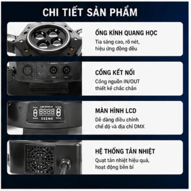 Đèn moving 6 cánh mắt ong xoay 360 độ, từ xa bắt nhạc - 1.594.000 VND cho sân khấu 6