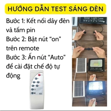 Đèn năng lượng mặt trời 02 bộ 3.000W siêu sáng, vỏ ABS, pin mono IP68 - Giá chỉ 599k