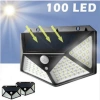 Đèn năng lượng mặt trời 100 LED siêu sáng, cảm biến chuyển động, tự động bật tắt khi tối, chống nước, gắn vách FREE