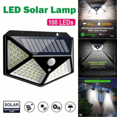 Đèn năng lượng mặt trời 100 LED siêu sáng, cảm biến chuyển động, tự động bật tắt khi tối, chống nước, gắn vách FREE 7