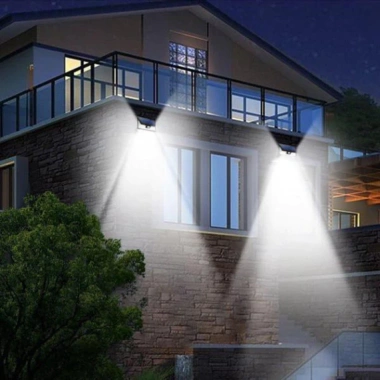 Đèn năng lượng mặt trời 100 LED siêu sáng, cảm biến chuyển động, tự động bật tắt khi tối, chống nước, gắn vách FREE 8