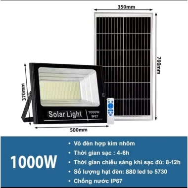 Đèn Năng Lượng Mặt Trời 1.000W - Tấm Pin 35x70cm Nhôm Đúc Nguyên Khối, Siêu Sáng Siêu Bền, Giá 1,700,000₫ 6