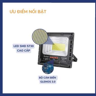 Đèn năng lượng mặt trời 100W JD-8.800L - Tiết kiệm điện, bền cao, giảm giá 1.68 triệu
