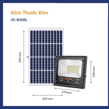 Đèn năng lượng mặt trời 200W JD-8.200L – Độ sáng mạnh, tiết kiệm điện, chỉ 1.890.000₫ 4