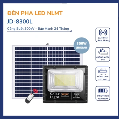 Đèn năng lượng mặt trời 300W JD-8.300L - Tiết kiệm điện, ánh sáng mạnh, giá chỉ 2.1 triệu giảm 21%