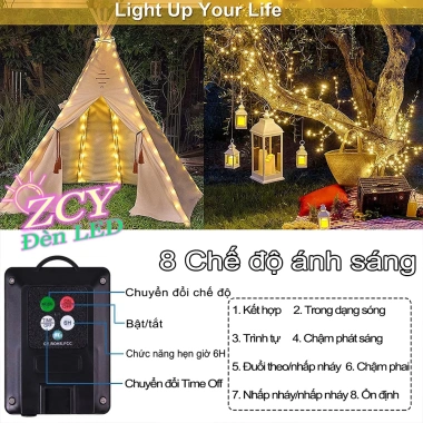 Đèn năng lượng mặt trời 32M Dây LED chống nước - Đèn sân vườn, đom đóm, giá chỉ 69.999đ 3
