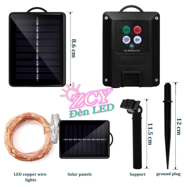 Đèn năng lượng mặt trời 32M Dây LED chống nước - Đèn sân vườn, đom đóm, giá chỉ 69.999đ 9