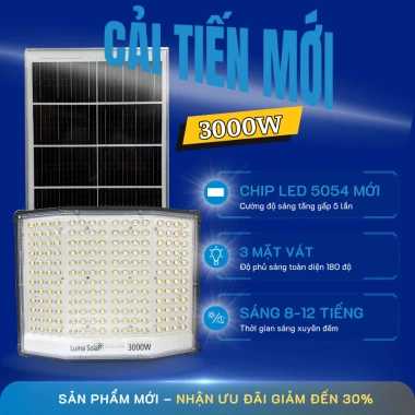 Đèn năng lượng mặt trời 5.000W mắt ngọc kim cương, pin 35x70cm, LED 5.054 siêu sáng, vỏ nhôm đúc khối - 1.49tr