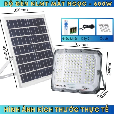 Đèn năng lượng mặt trời 600W Thấu kính kim cương mắt ngọc – Pin Mono, Sáng xuyên đêm, Chống nước IP68 – Giá 899.000₫