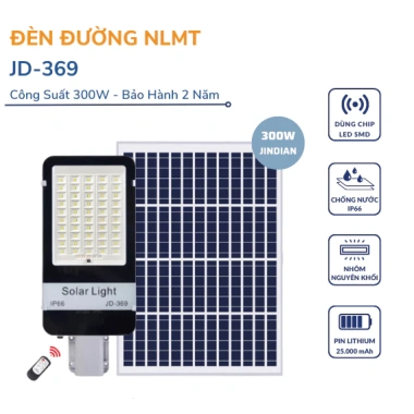 Đèn năng lượng mặt trời bàn chải 300W JD-369 - Tiết kiệm điện, bền, giảm giá 1.61tr