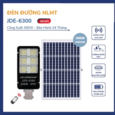 Đèn năng lượng mặt trời JDE-6.300 300W bàn chải - Tiết kiệm điện, giá 2.058.000 VND