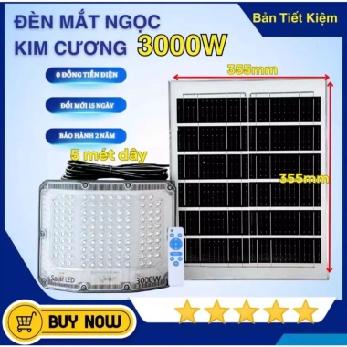 Đèn năng lượng mặt trời Kim Cương Mắt Ngọc - Sáng xuyên đêm, Pin Mono, Chống nước IP69, Giá ưu đãi 799k