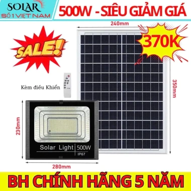 Đèn năng lượng mặt trời pha 500W Pin Mono - Siêu bền, Siêu sáng, 10-12h liên tục 4