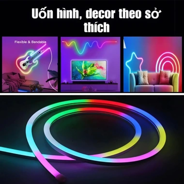 Đèn neon 5V ARGB 1M-10M không thấm nước, đồng bộ âm nhạc, trang trí phòng ngủ và Giáng sinh, giá ưu đãi 75.479