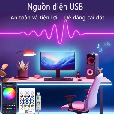 Đèn neon 5V ARGB 1M-10M không thấm nước, đồng bộ âm nhạc, trang trí phòng ngủ và Giáng sinh, giá ưu đãi 75.479