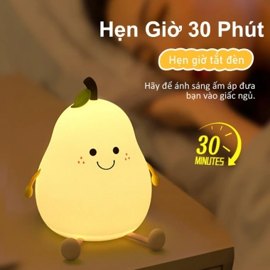 Đèn ngủ LED silicone hình quả lê dễ thương, bảo vệ mắt, ánh sáng ấm, decor phòng ngủ, giá ưu đãi 99.000 VND 3