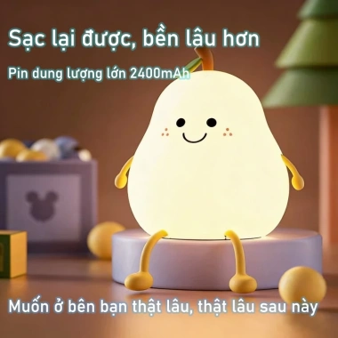 Đèn ngủ LED silicone hình quả lê dễ thương, bảo vệ mắt, ánh sáng ấm, decor phòng ngủ, giá ưu đãi 99.000 VND 7
