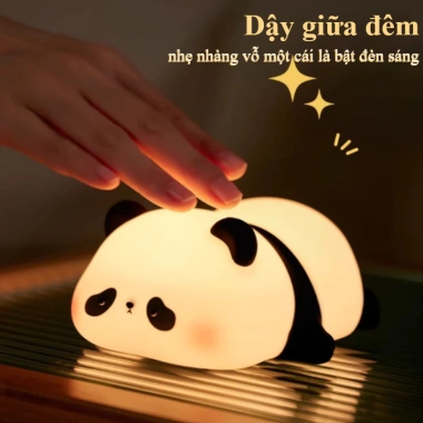 Đèn ngủ Panda silicon dễ thương - Cảm ứng 3 mức sáng, sạc pin, an toàn cho trẻ em, chỉ 156.450₫ 2