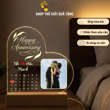 Đèn ngủ trái tim in ảnh theo yêu cầu - Quà tặng Valentine 8-3 cho người yêu, vợ, giá ưu đãi 189k