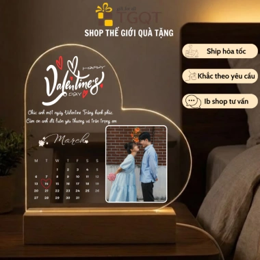 Đèn ngủ trái tim in ảnh theo yêu cầu - Quà tặng Valentine 8-3 cho người yêu, vợ, giá ưu đãi 189k