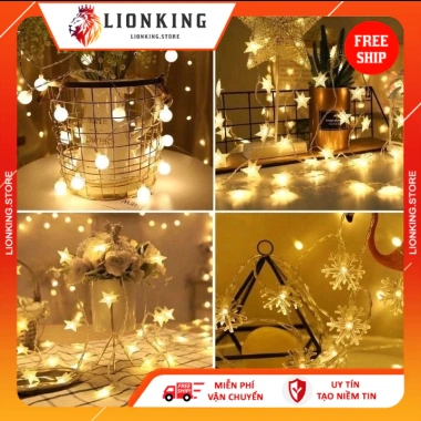 Đèn nháy LED 10m bi bọt, bông tuyết, ngôi sao, kim cương giá 13.9k LionKingStore