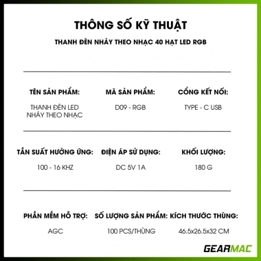 Đèn nháy LED 40 hạt kim loại Gearmac cảm âm nhạy - Trang trí Tiktok, giá 139k 4