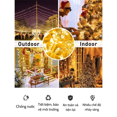 Đèn nháy LED dây 30-50m sáng, trang trí quán cafe, sân vườn, Noel, lễ tết, giá 184.500₫ 4 Đèn nháy LED dây 30-50m sáng, trang trí quán cafe, sân vườn, Noel, lễ tết, giá 184.500₫ 4