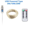 Đèn nháy LED Fairy 20m 200 bóng USB, điều khiển từ xa 8 chế độ, trang trí phòng ngủ 8