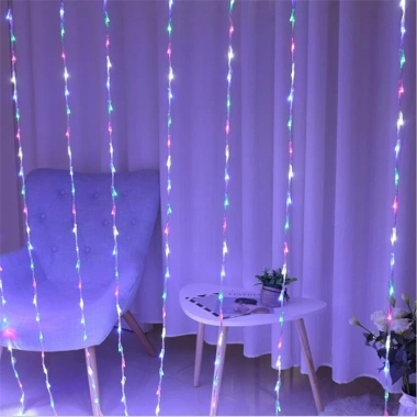 Đèn Nháy Mành Thả Hiệu Ứng Mưa Rơi - Trang Trí Cây Nêu Tết, Hàng Quán, 79.000đ