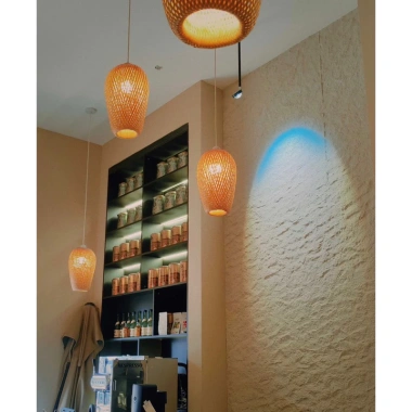 Đèn Nhót Dài 2 Lớp Tre Tròn - Đèn Lồng Mây Đan Trang Trí Khách Sạn, Nhà Hàng, Cafe - 140k