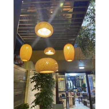 Đèn Nhót Dài 2 Lớp Tre Tròn - Đèn Lồng Mây Đan Trang Trí Khách Sạn, Nhà Hàng, Cafe - 140k