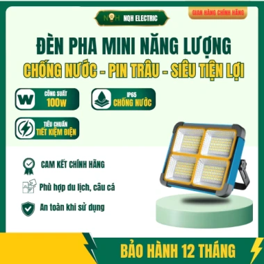 Đèn pha năng lượng mặt trời 100W LED, pin rời 7.200mAh, lưu 6‑8h, chỉ 244.000₫ 2