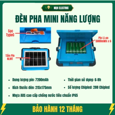 Đèn pha năng lượng mặt trời 100W LED, pin rời 7.200mAh, lưu 6‑8h, chỉ 244.000₫ 3