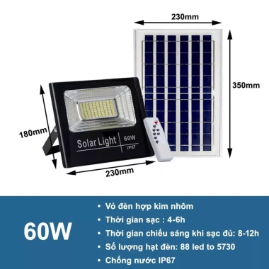 Đèn pha năng lượng mặt trời 40-1.000W - Công suất đa dạng, tiết kiệm điện, giá chỉ 379.000 VND 4