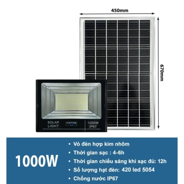 Đèn pha năng lượng mặt trời 40-1.000W - Công suất đa dạng, tiết kiệm điện, giá chỉ 379.000 VND 9