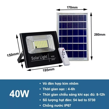 Đèn pha năng lượng mặt trời 40-1.000W - Công suất đa dạng, tiết kiệm điện, giá chỉ 379.000 VND 10