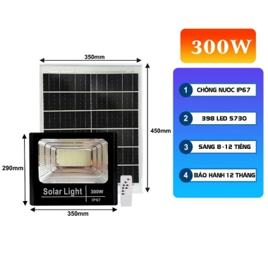 Đèn Pha Năng Lượng Mặt Trời 40‑300W Chống Chói, IP67 – Giá chỉ 339.000₫