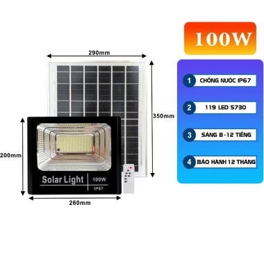 Đèn Pha Năng Lượng Mặt Trời 40‑300W Chống Chói, IP67 – Giá chỉ 339.000₫