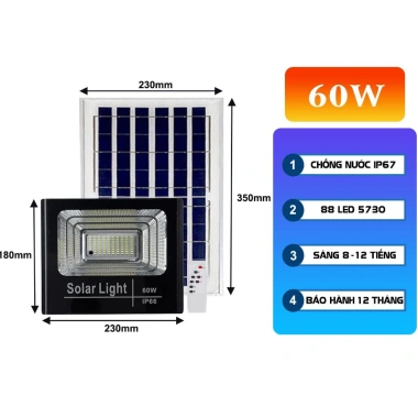 Đèn Pha Năng Lượng Mặt Trời 40‑300W Chống Chói, IP67 – Giá chỉ 339.000₫