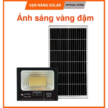 Đèn pha năng lượng mặt trời ánh sáng vàng 100W/200W Tiết kiệm, chiếu sáng mạnh, chỉ 899k 3
